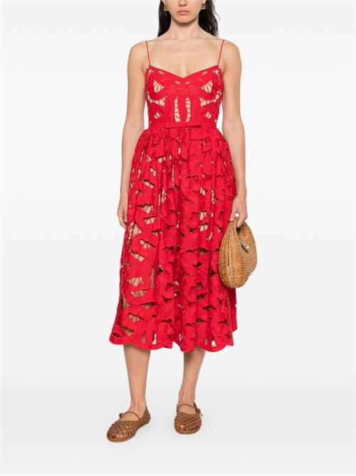 Midi Dress with Bow SELF PORTRAIT | PF25013MRED